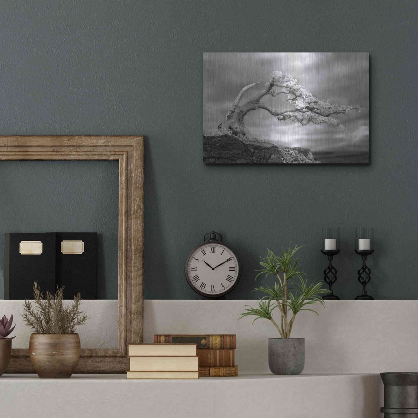 Luxe Metal Art 'Bonzai' by Mike Jones, Metal Wall Art,16x12