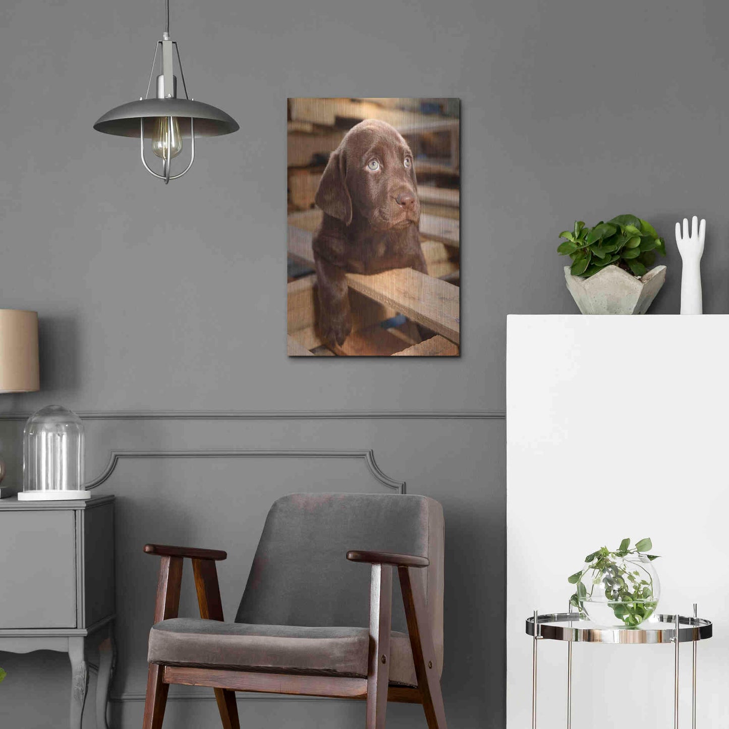 Luxe Metal Art 'Bryce Puppy' by Mike Jones, Metal Wall Art,16x24