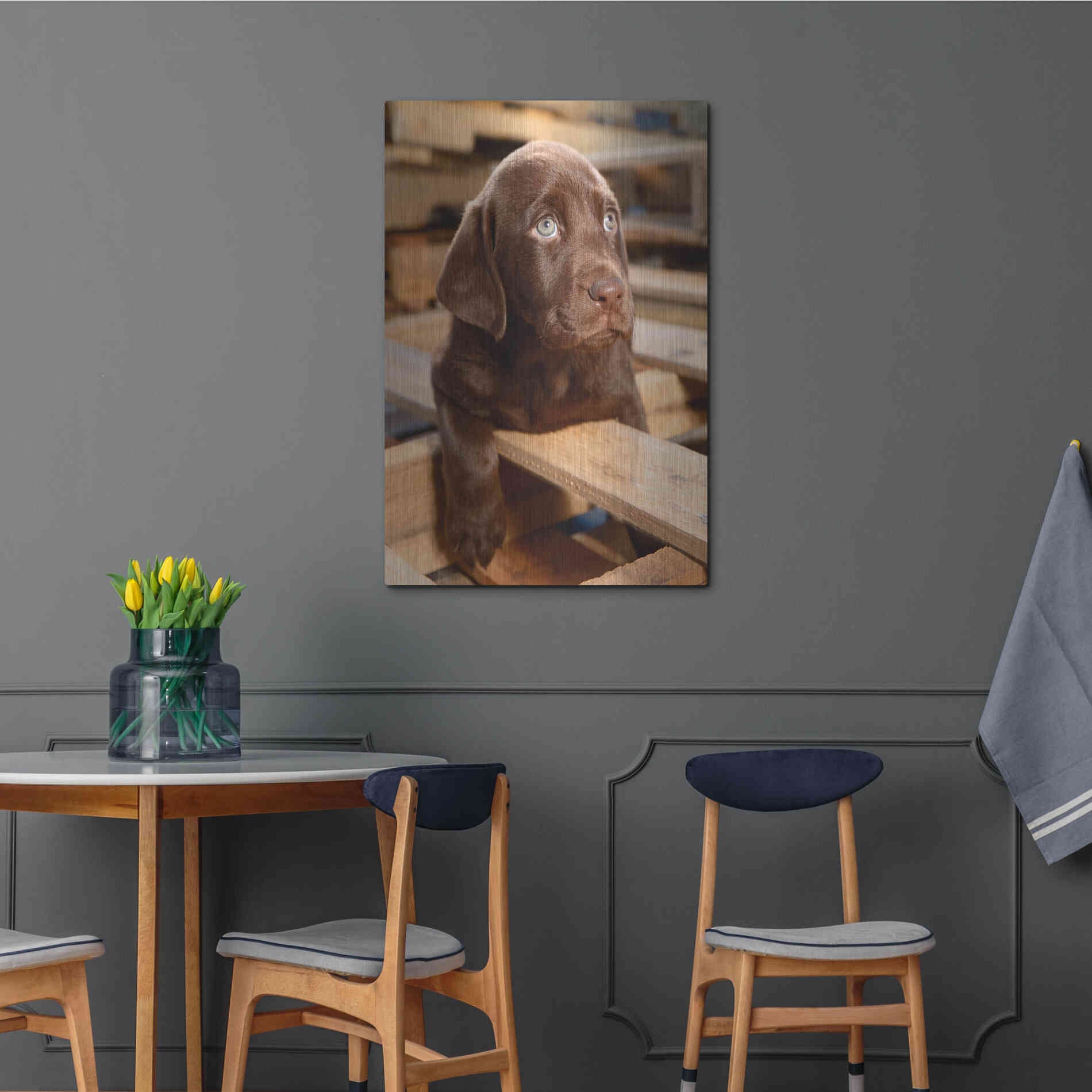 Luxe Metal Art 'Bryce Puppy' by Mike Jones, Metal Wall Art,24x36