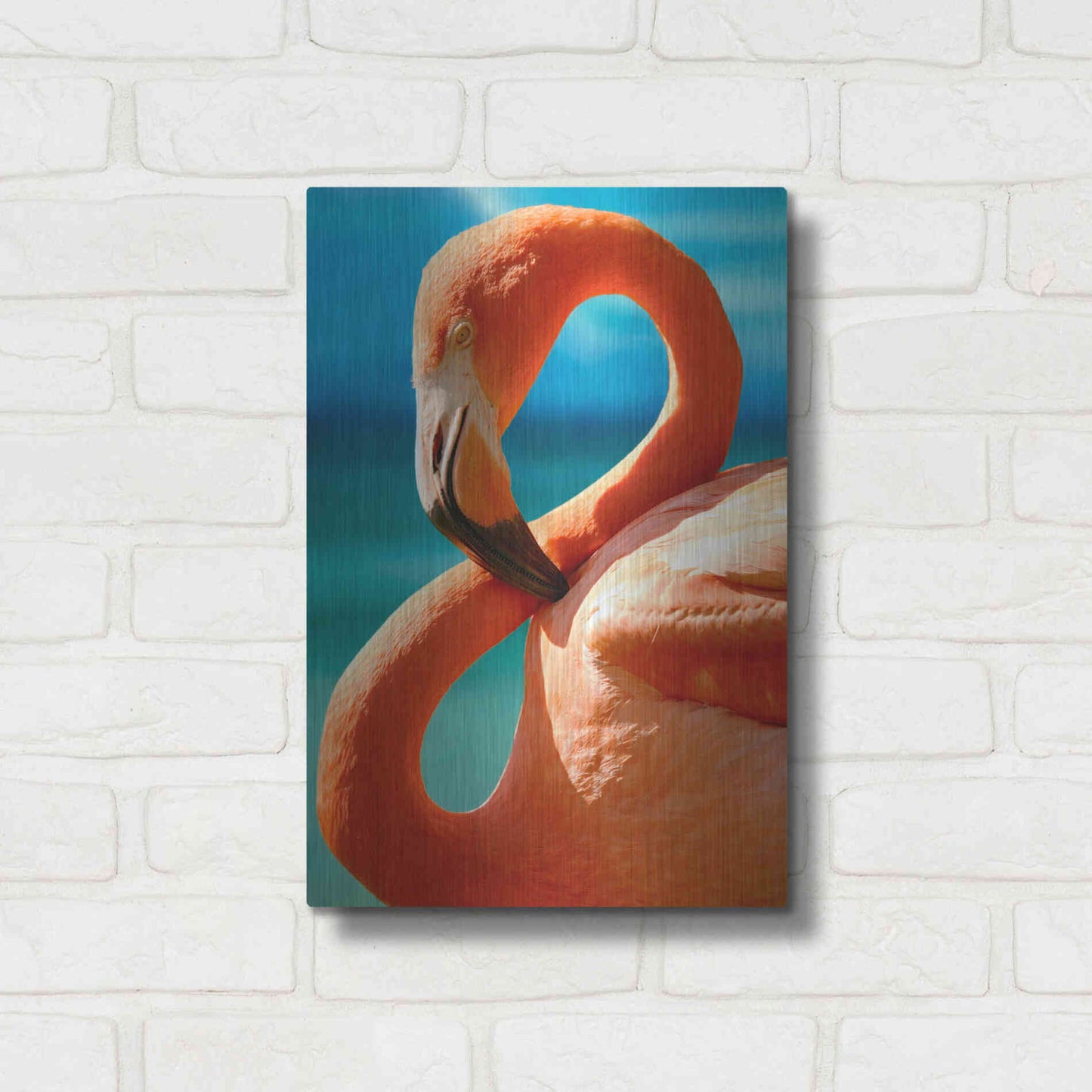 Luxe Metal Art 'Flamingo' by Mike Jones, Metal Wall Art,12x16