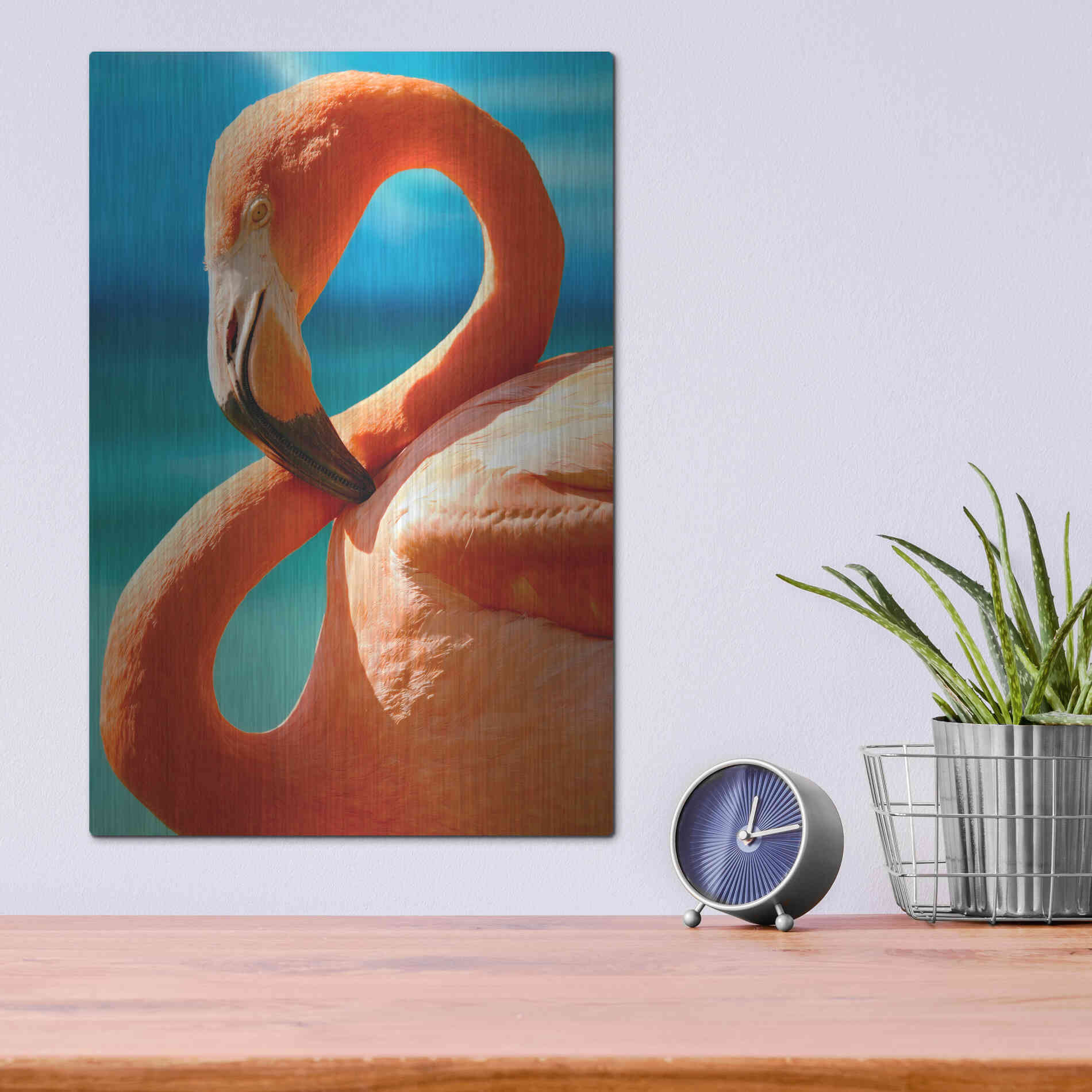 Luxe Metal Art 'Flamingo' by Mike Jones, Metal Wall Art,12x16