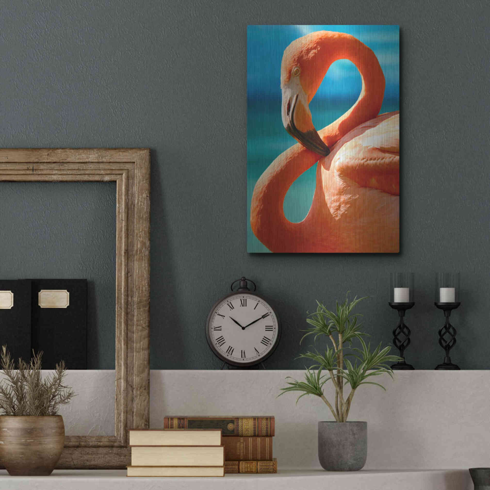 Luxe Metal Art 'Flamingo' by Mike Jones, Metal Wall Art,12x16