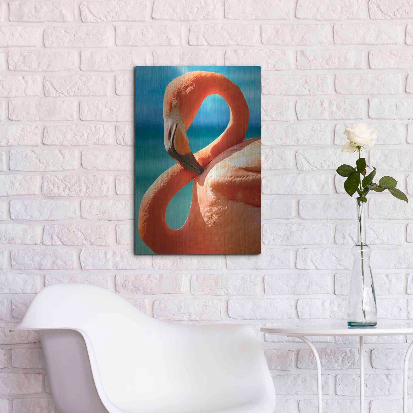 Luxe Metal Art 'Flamingo' by Mike Jones, Metal Wall Art,16x24