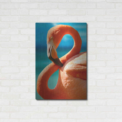 Luxe Metal Art 'Flamingo' by Mike Jones, Metal Wall Art,24x36