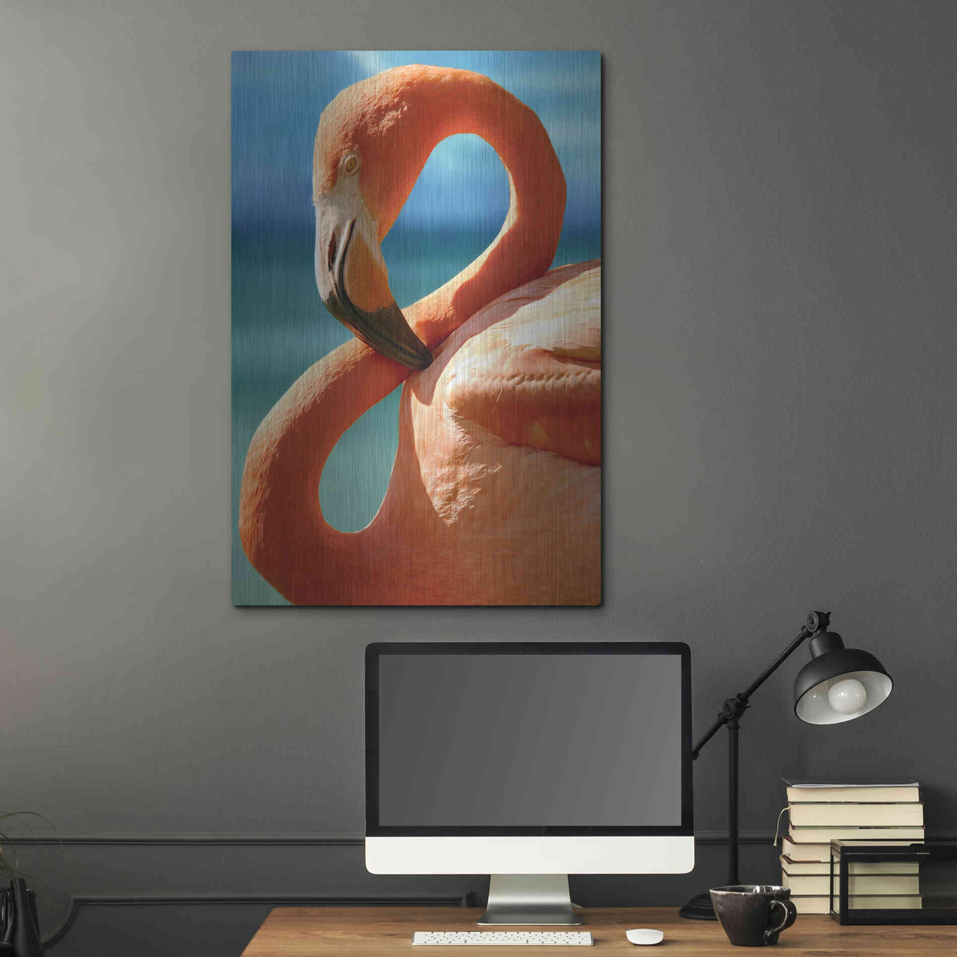 Luxe Metal Art 'Flamingo' by Mike Jones, Metal Wall Art,24x36