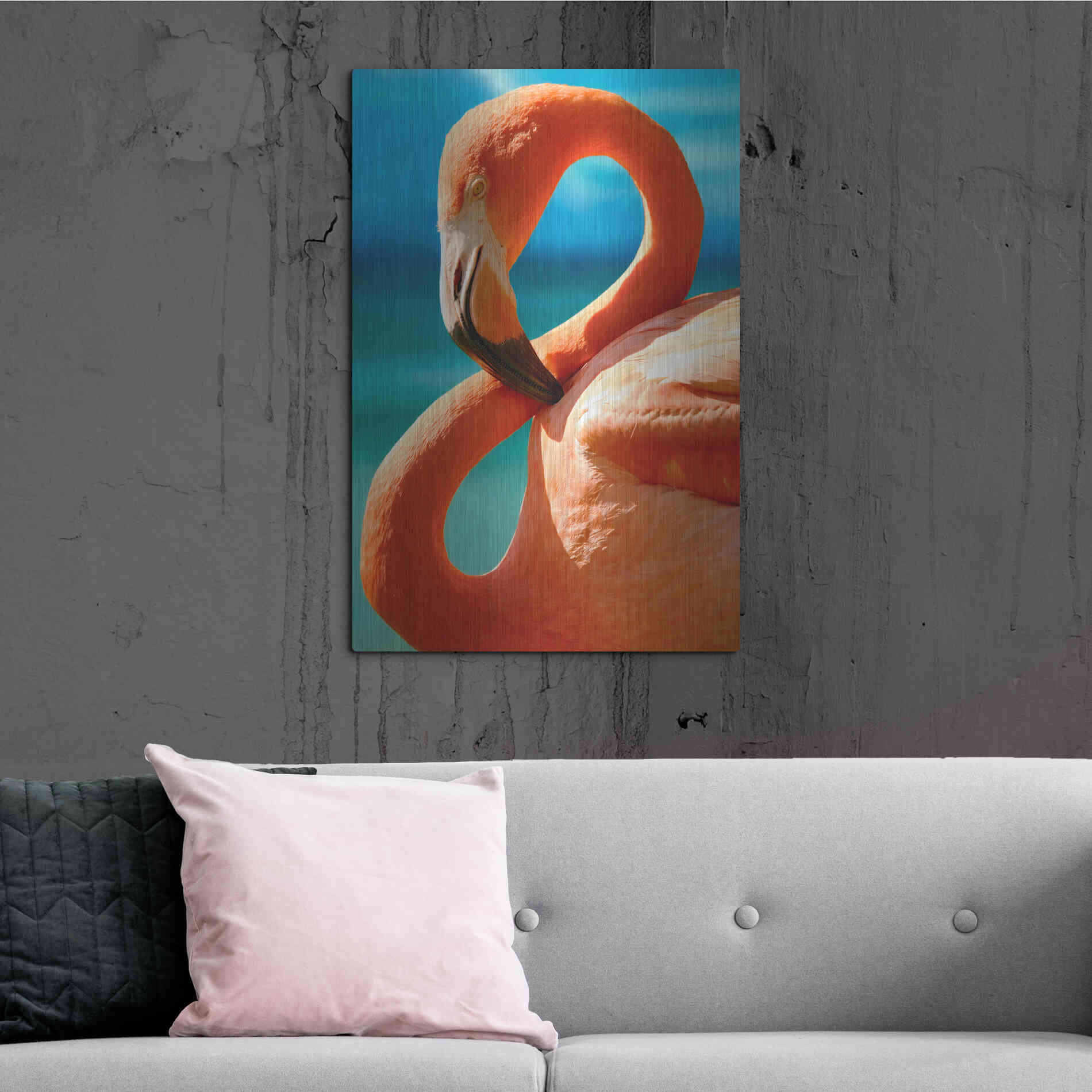 Luxe Metal Art 'Flamingo' by Mike Jones, Metal Wall Art,24x36