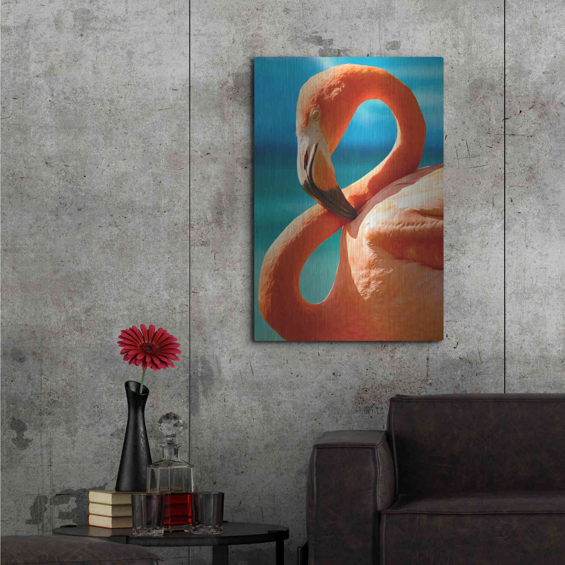 Luxe Metal Art 'Flamingo' by Mike Jones, Metal Wall Art,24x36