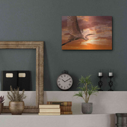 Luxe Metal Art 'Heron Sunset' by Mike Jones, Metal Wall Art,16x12