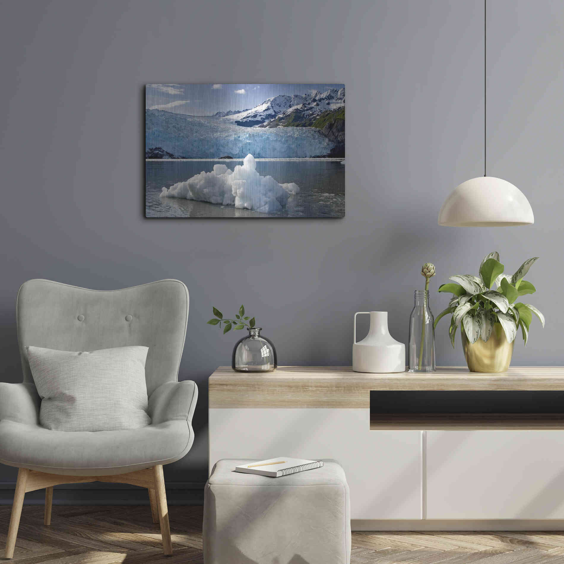 Luxe Metal Art 'Iceburg' by Mike Jones, Metal Wall Art,24x16