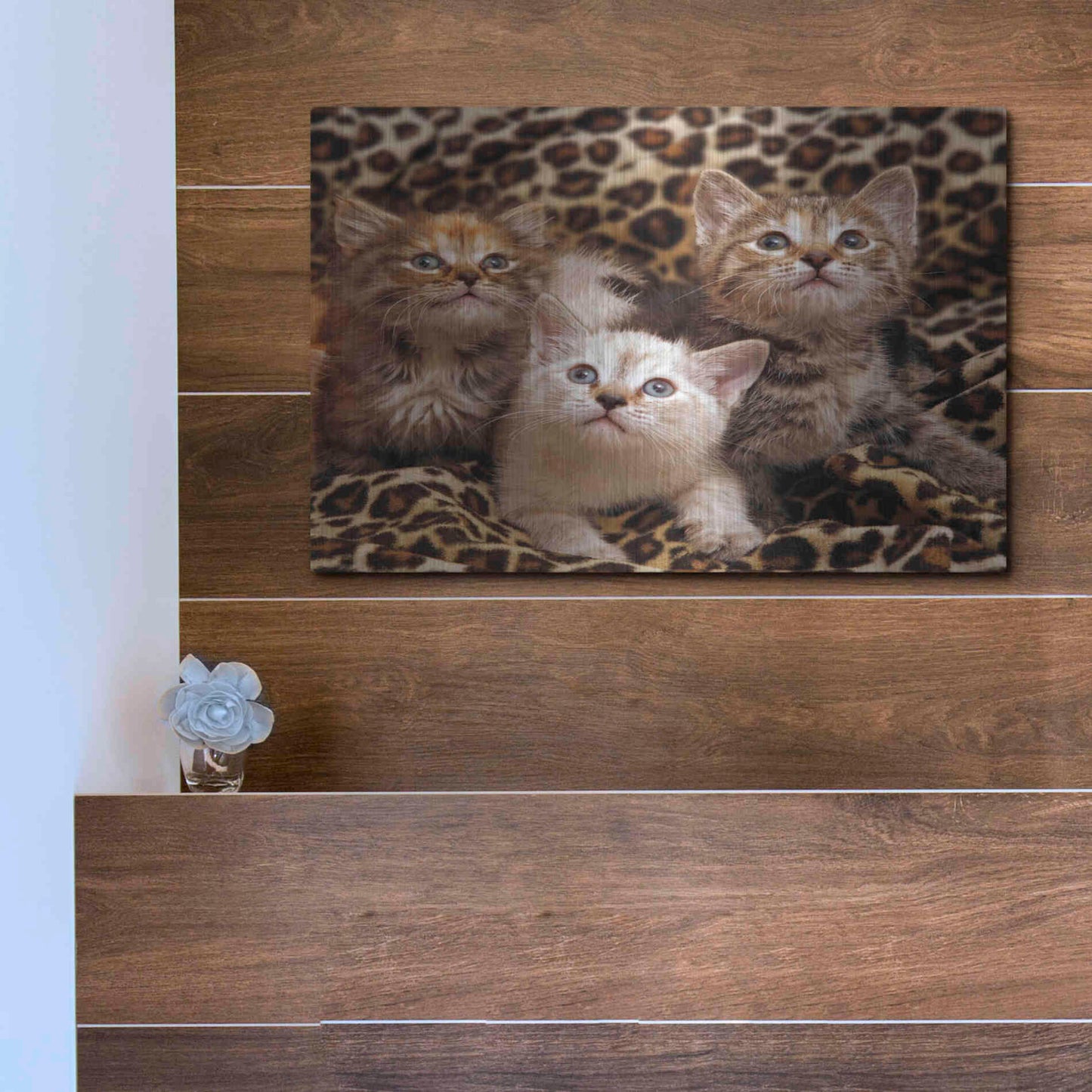 Luxe Metal Art 'Kittens' by Mike Jones, Metal Wall Art,16x12