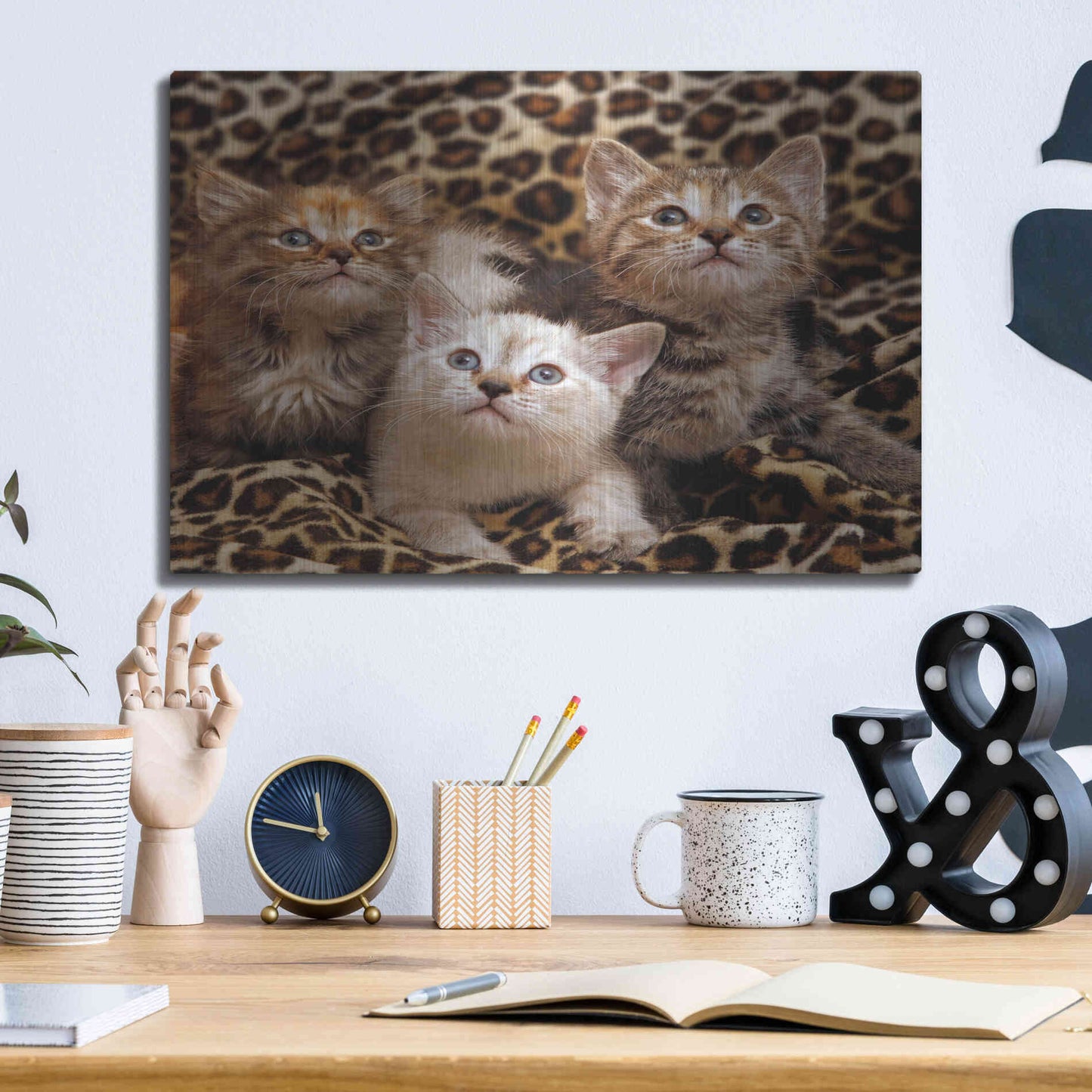 Luxe Metal Art 'Kittens' by Mike Jones, Metal Wall Art,16x12