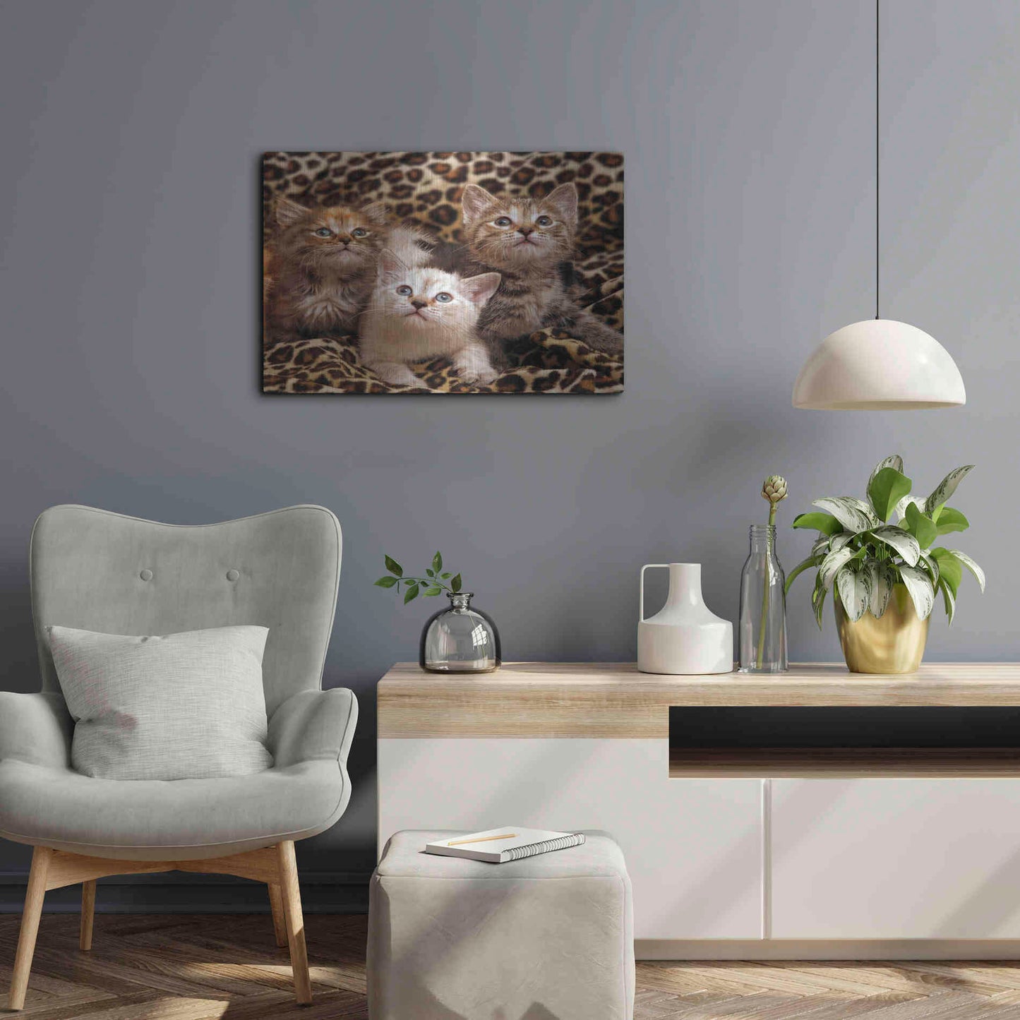 Luxe Metal Art 'Kittens' by Mike Jones, Metal Wall Art,24x16