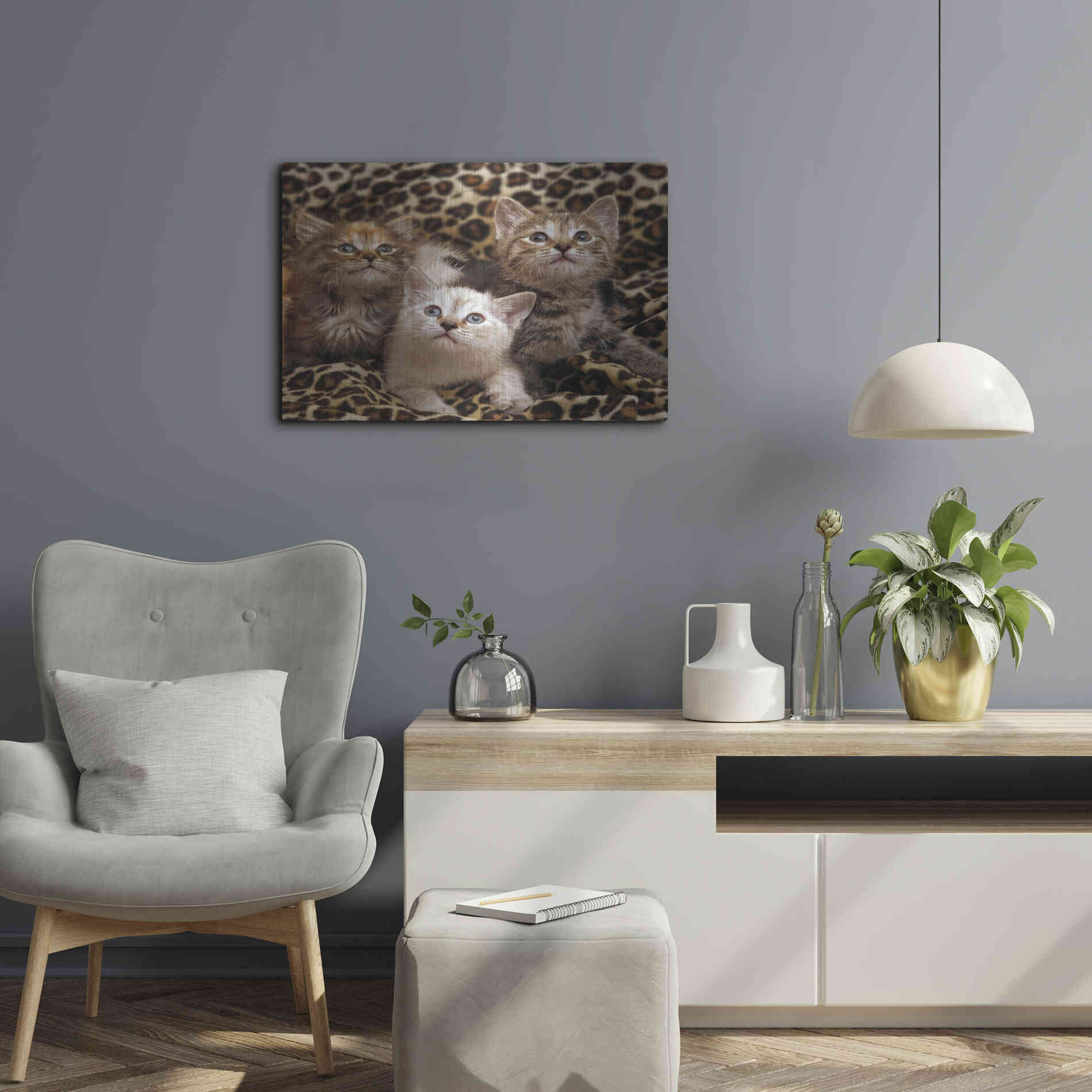 Luxe Metal Art 'Kittens' by Mike Jones, Metal Wall Art,24x16