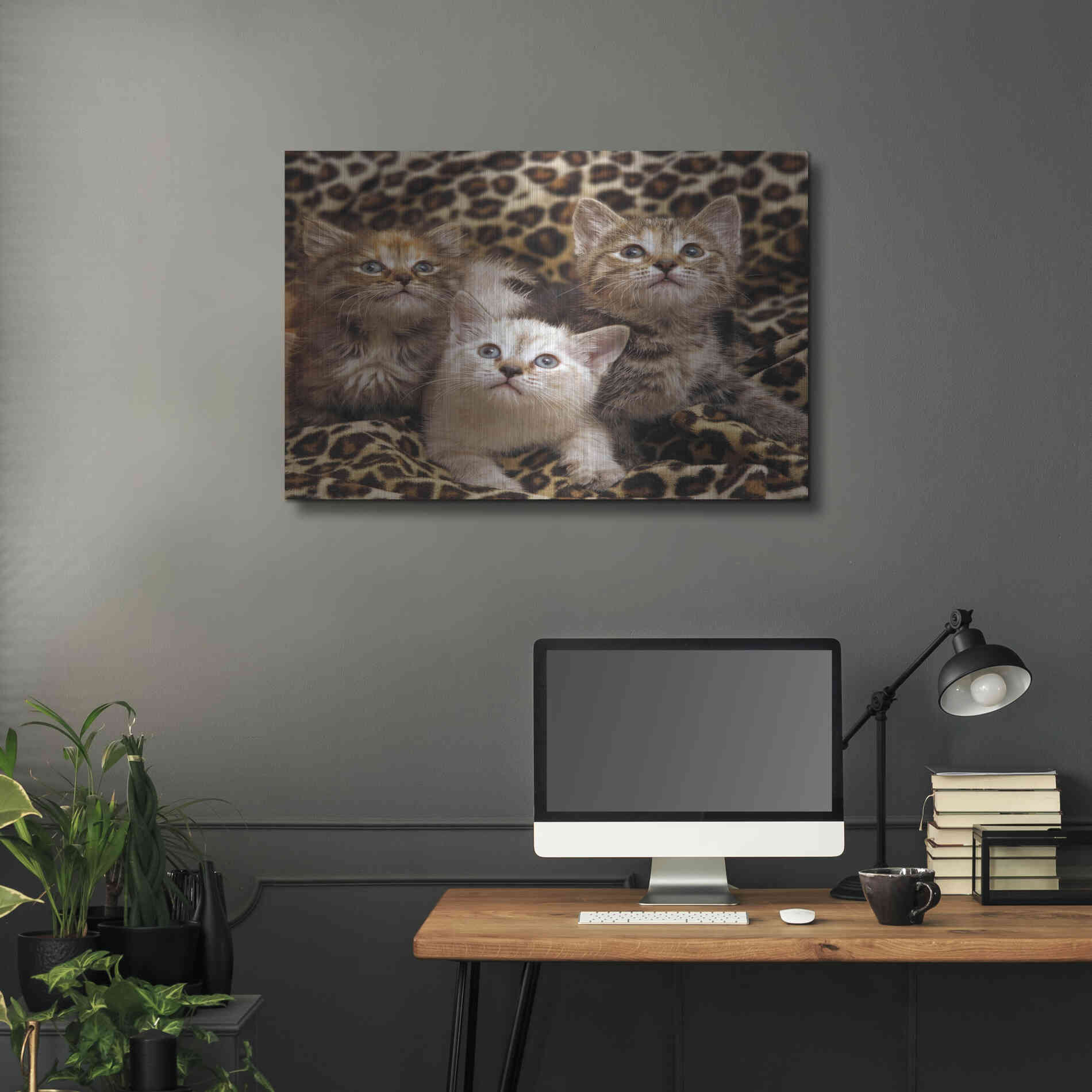 Luxe Metal Art 'Kittens' by Mike Jones, Metal Wall Art,36x24