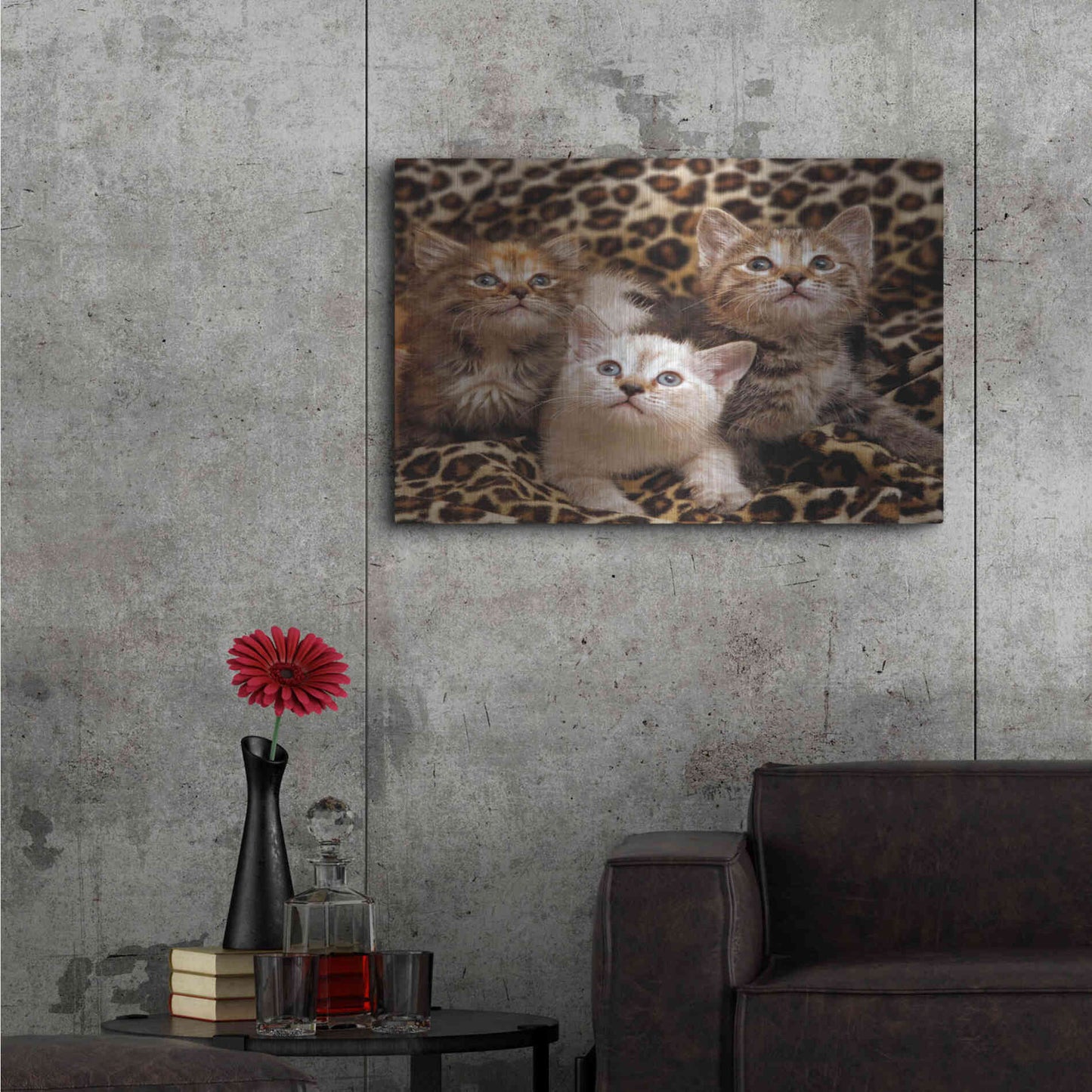 Luxe Metal Art 'Kittens' by Mike Jones, Metal Wall Art,36x24