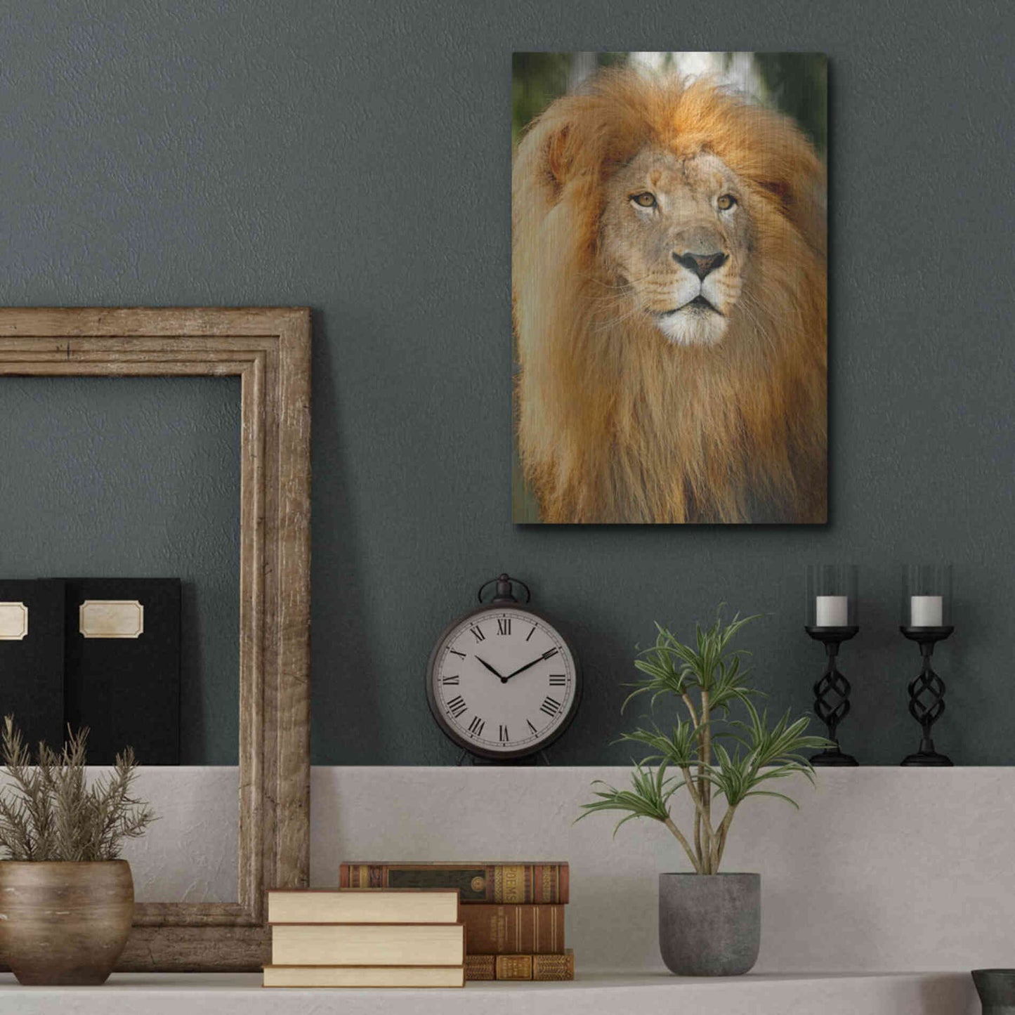 Luxe Metal Art 'Lion' by Mike Jones, Metal Wall Art,12x16