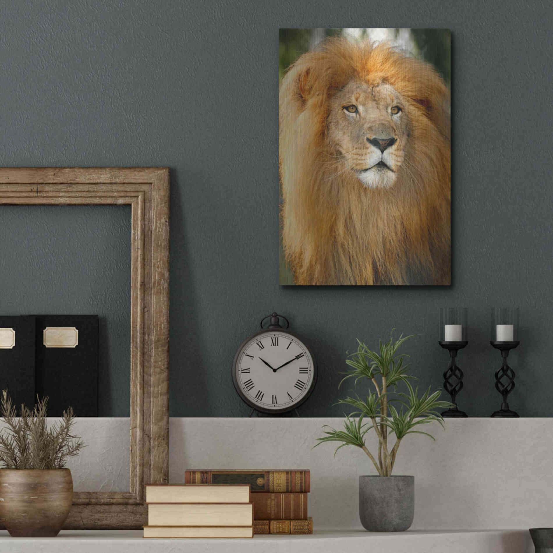 Luxe Metal Art 'Lion' by Mike Jones, Metal Wall Art,12x16