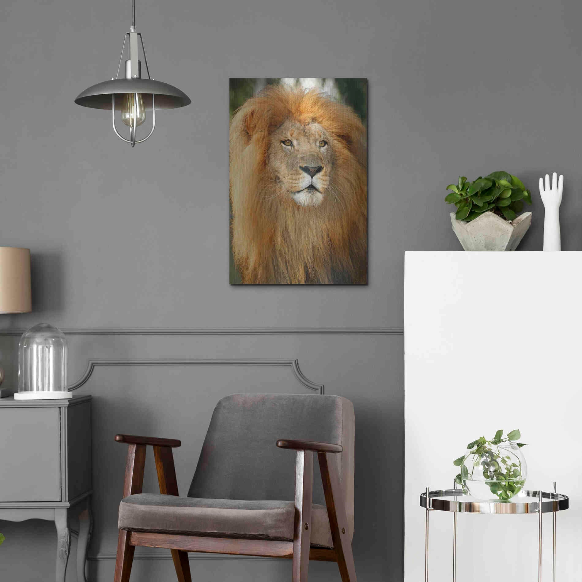 Luxe Metal Art 'Lion' by Mike Jones, Metal Wall Art,16x24