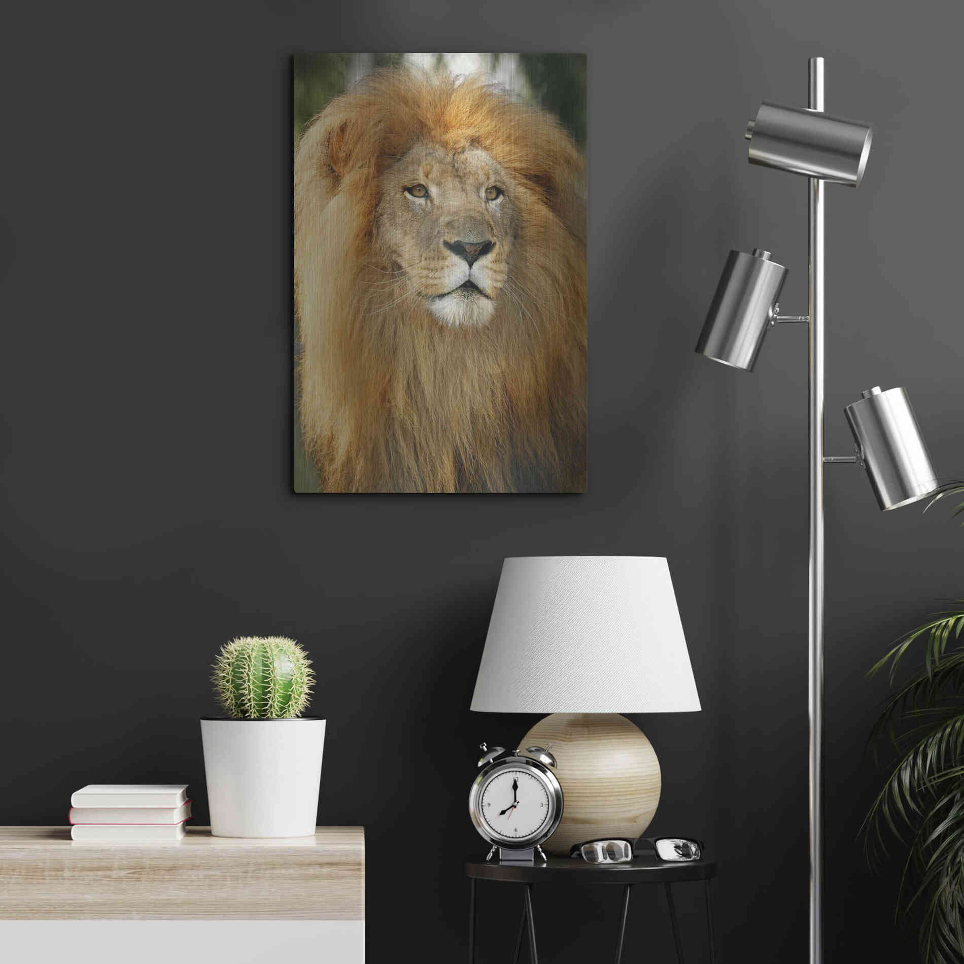 Luxe Metal Art 'Lion' by Mike Jones, Metal Wall Art,16x24