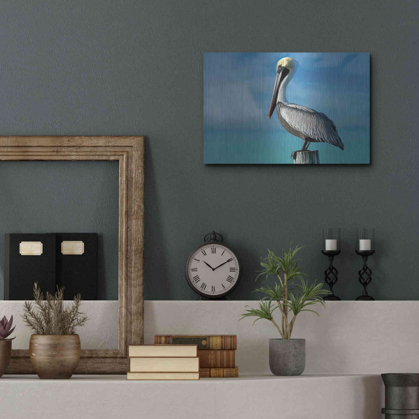 Luxe Metal Art 'Pelican' by Mike Jones, Metal Wall Art,16x12