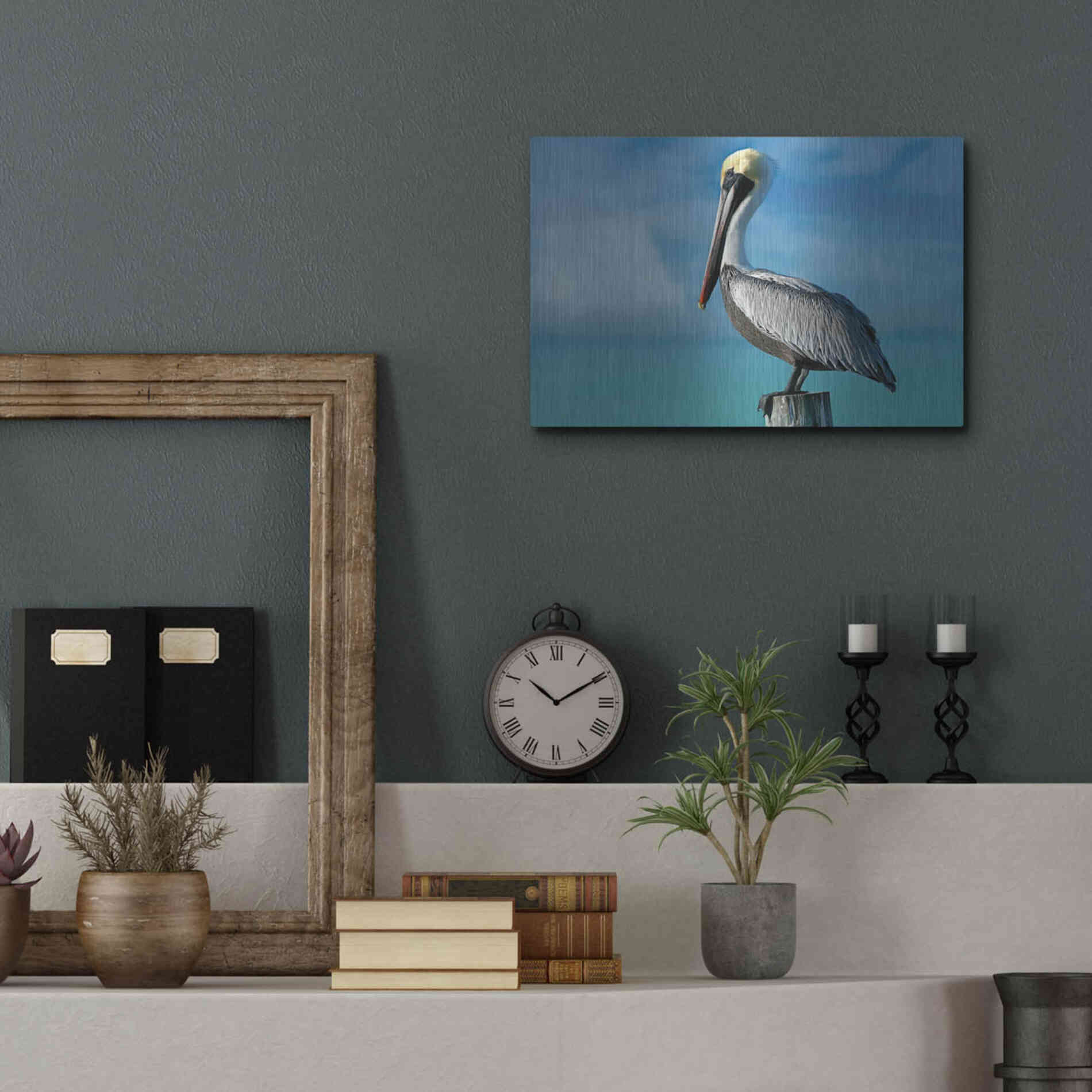 Luxe Metal Art 'Pelican' by Mike Jones, Metal Wall Art,16x12