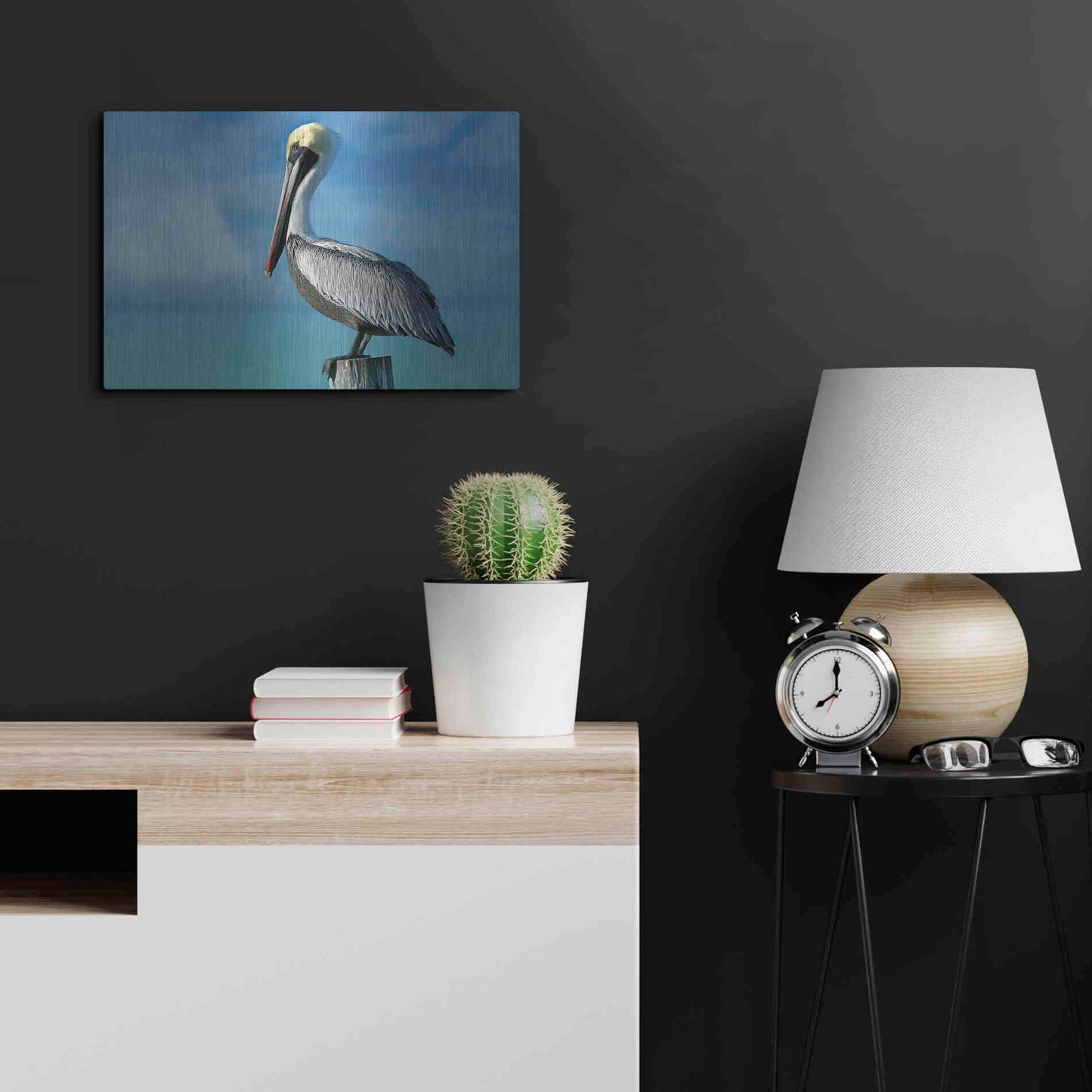 Luxe Metal Art 'Pelican' by Mike Jones, Metal Wall Art,24x16