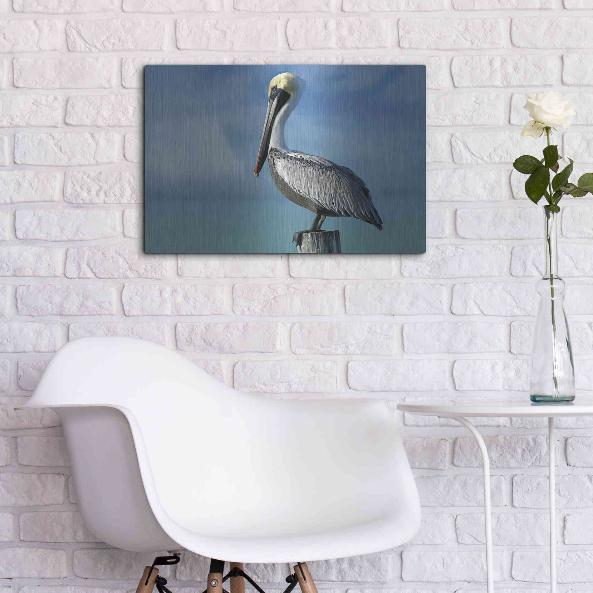 Luxe Metal Art 'Pelican' by Mike Jones, Metal Wall Art,24x16