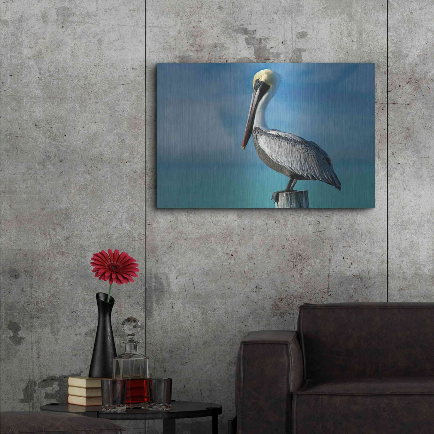Luxe Metal Art 'Pelican' by Mike Jones, Metal Wall Art,36x24