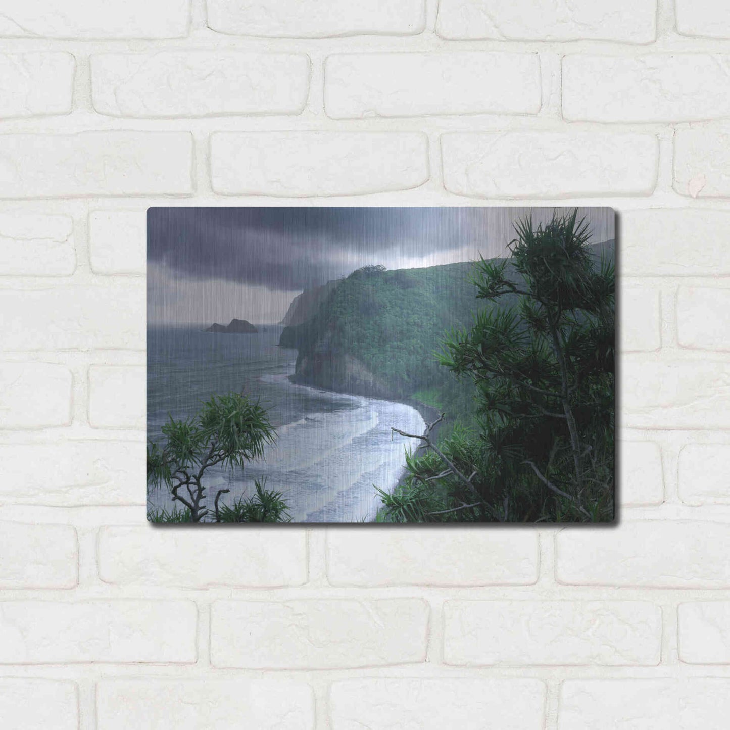 Luxe Metal Art 'Pololu Valley' by Mike Jones, Metal Wall Art,16x12