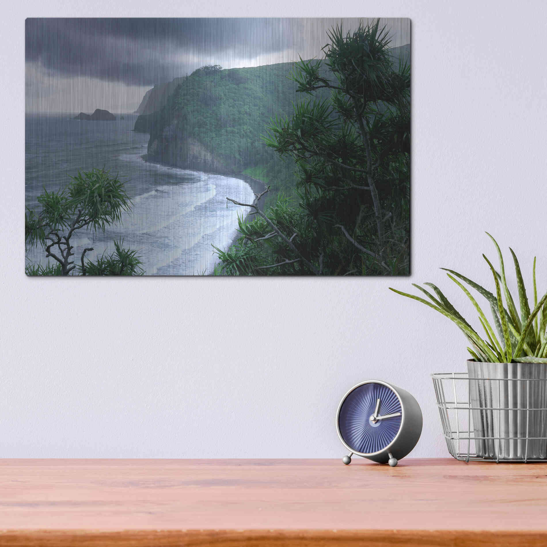 Luxe Metal Art 'Pololu Valley' by Mike Jones, Metal Wall Art,16x12