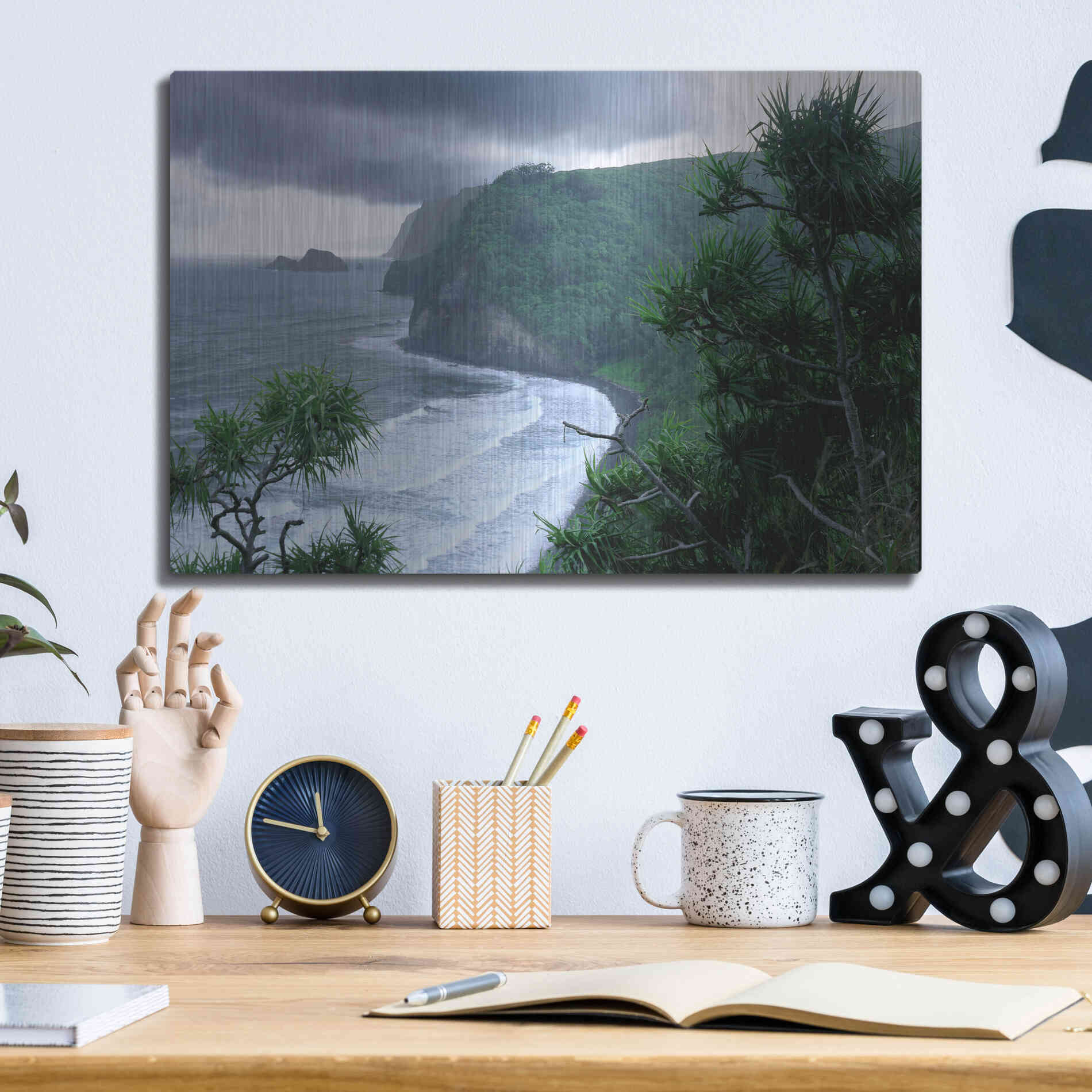 Luxe Metal Art 'Pololu Valley' by Mike Jones, Metal Wall Art,16x12