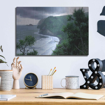 Luxe Metal Art 'Pololu Valley' by Mike Jones, Metal Wall Art,16x12