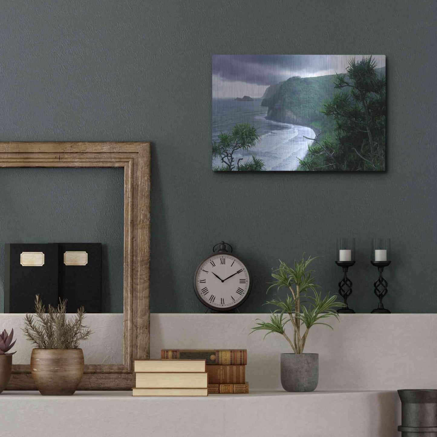 Luxe Metal Art 'Pololu Valley' by Mike Jones, Metal Wall Art,16x12