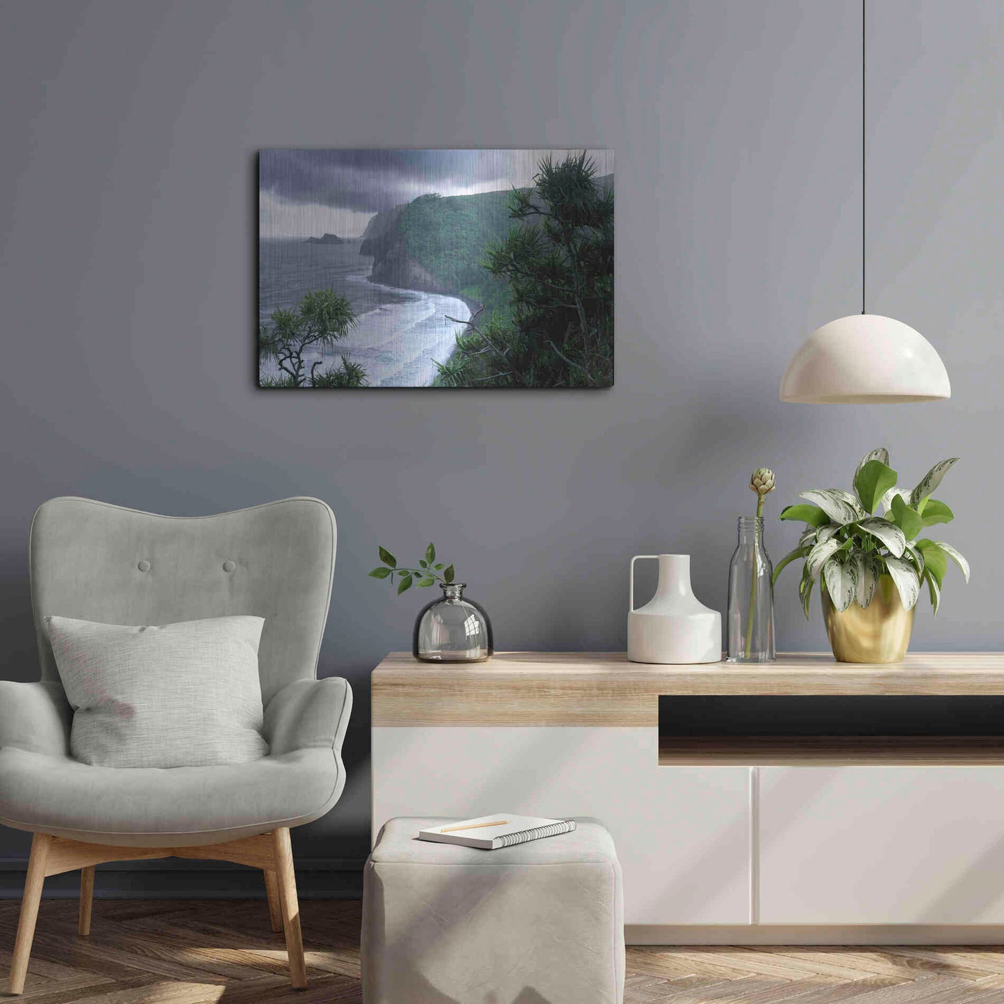 Luxe Metal Art 'Pololu Valley' by Mike Jones, Metal Wall Art,24x16