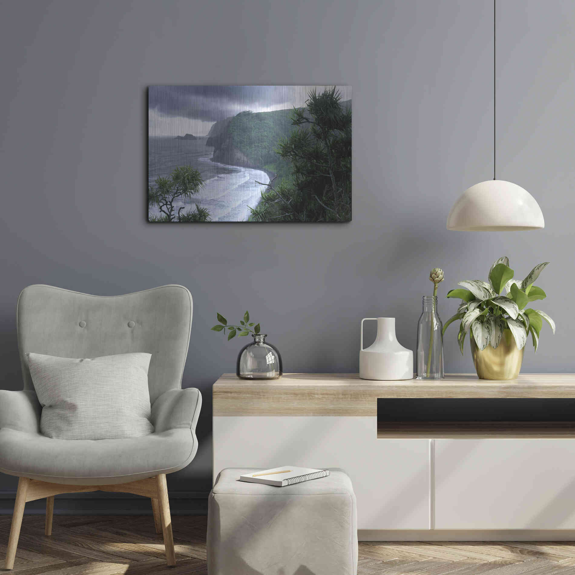 Luxe Metal Art 'Pololu Valley' by Mike Jones, Metal Wall Art,24x16