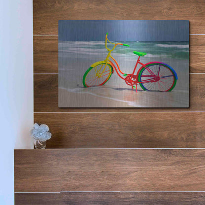 Luxe Metal Art 'Rainbow Bike' by Mike Jones, Metal Wall Art,16x12