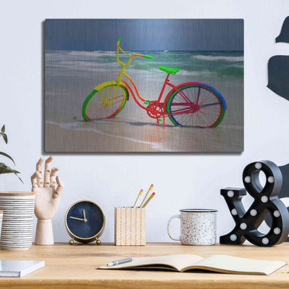 Luxe Metal Art 'Rainbow Bike' by Mike Jones, Metal Wall Art,16x12