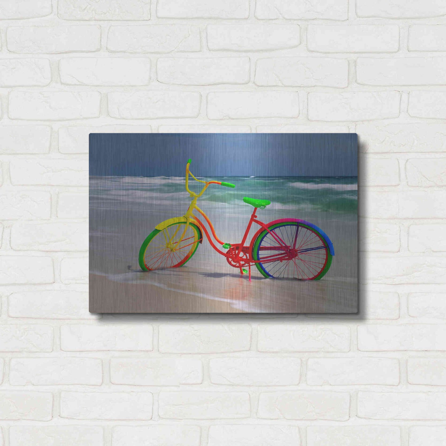 Luxe Metal Art 'Rainbow Bike' by Mike Jones, Metal Wall Art,24x16