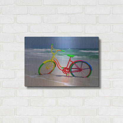 Luxe Metal Art 'Rainbow Bike' by Mike Jones, Metal Wall Art,24x16