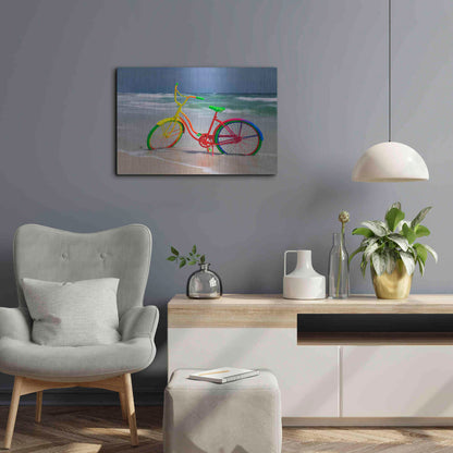 Luxe Metal Art 'Rainbow Bike' by Mike Jones, Metal Wall Art,24x16