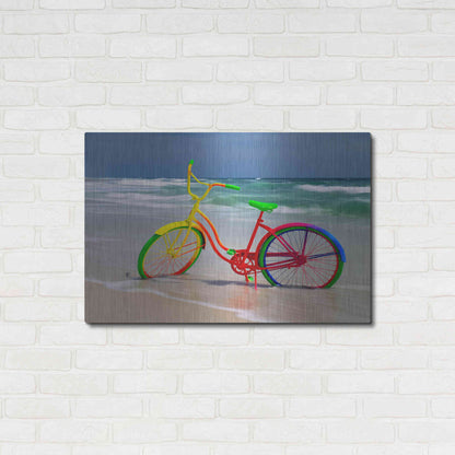 Luxe Metal Art 'Rainbow Bike' by Mike Jones, Metal Wall Art,36x24