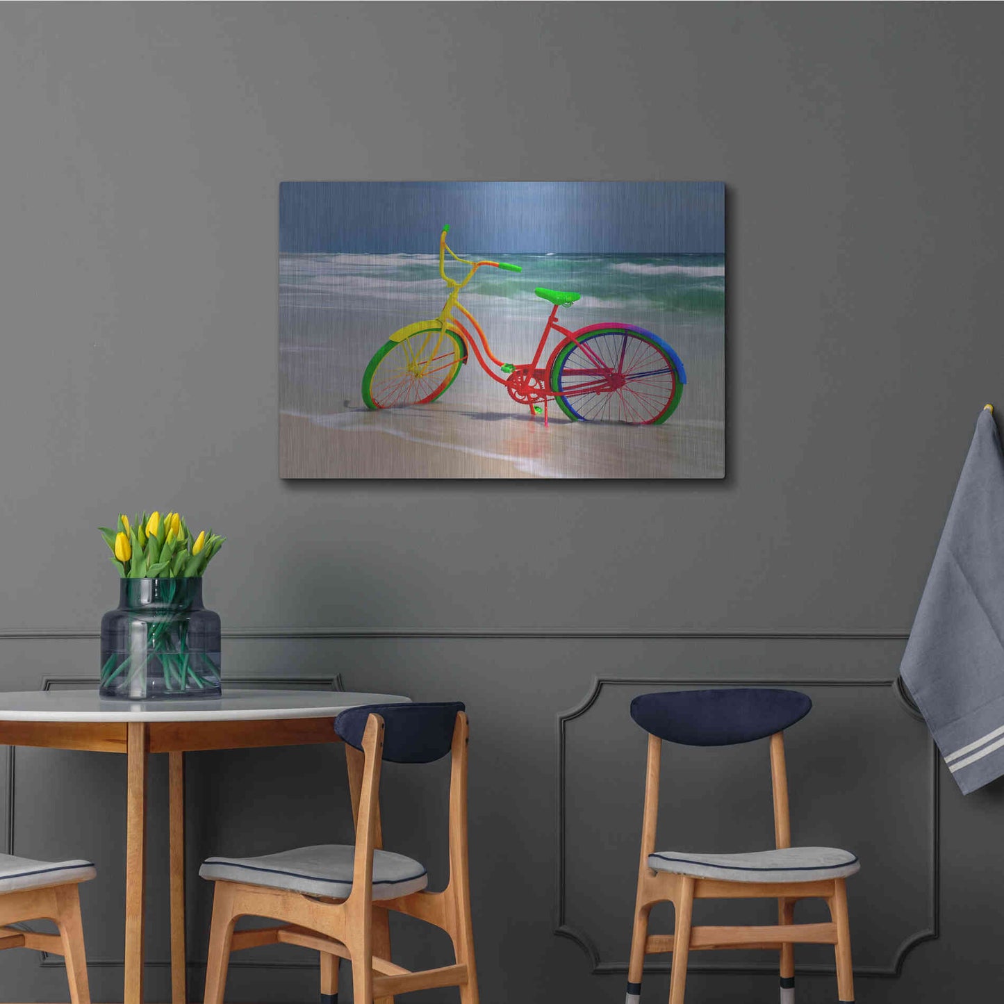 Luxe Metal Art 'Rainbow Bike' by Mike Jones, Metal Wall Art,36x24