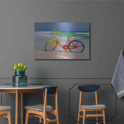 Luxe Metal Art 'Rainbow Bike' by Mike Jones, Metal Wall Art,36x24