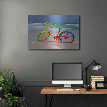 Luxe Metal Art 'Rainbow Bike' by Mike Jones, Metal Wall Art,36x24