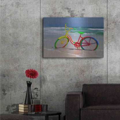 Luxe Metal Art 'Rainbow Bike' by Mike Jones, Metal Wall Art,36x24