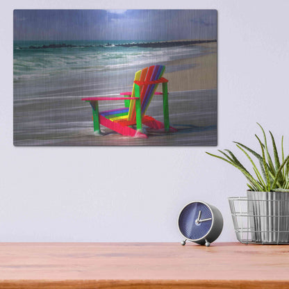 Luxe Metal Art 'Rainbow Chair' by Mike Jones, Metal Wall Art,16x12