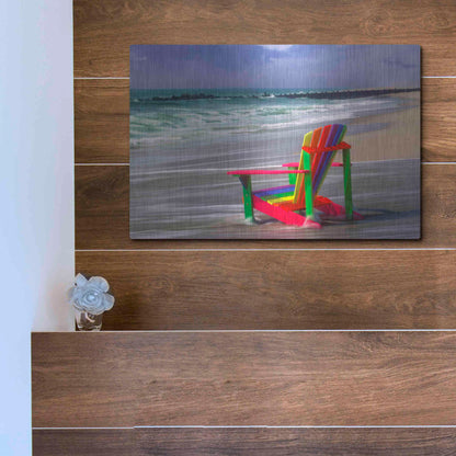 Luxe Metal Art 'Rainbow Chair' by Mike Jones, Metal Wall Art,16x12