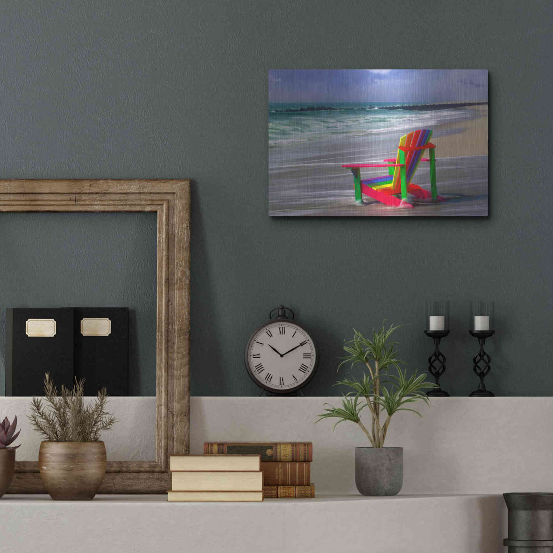 Luxe Metal Art 'Rainbow Chair' by Mike Jones, Metal Wall Art,16x12