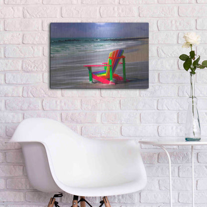 Luxe Metal Art 'Rainbow Chair' by Mike Jones, Metal Wall Art,24x16