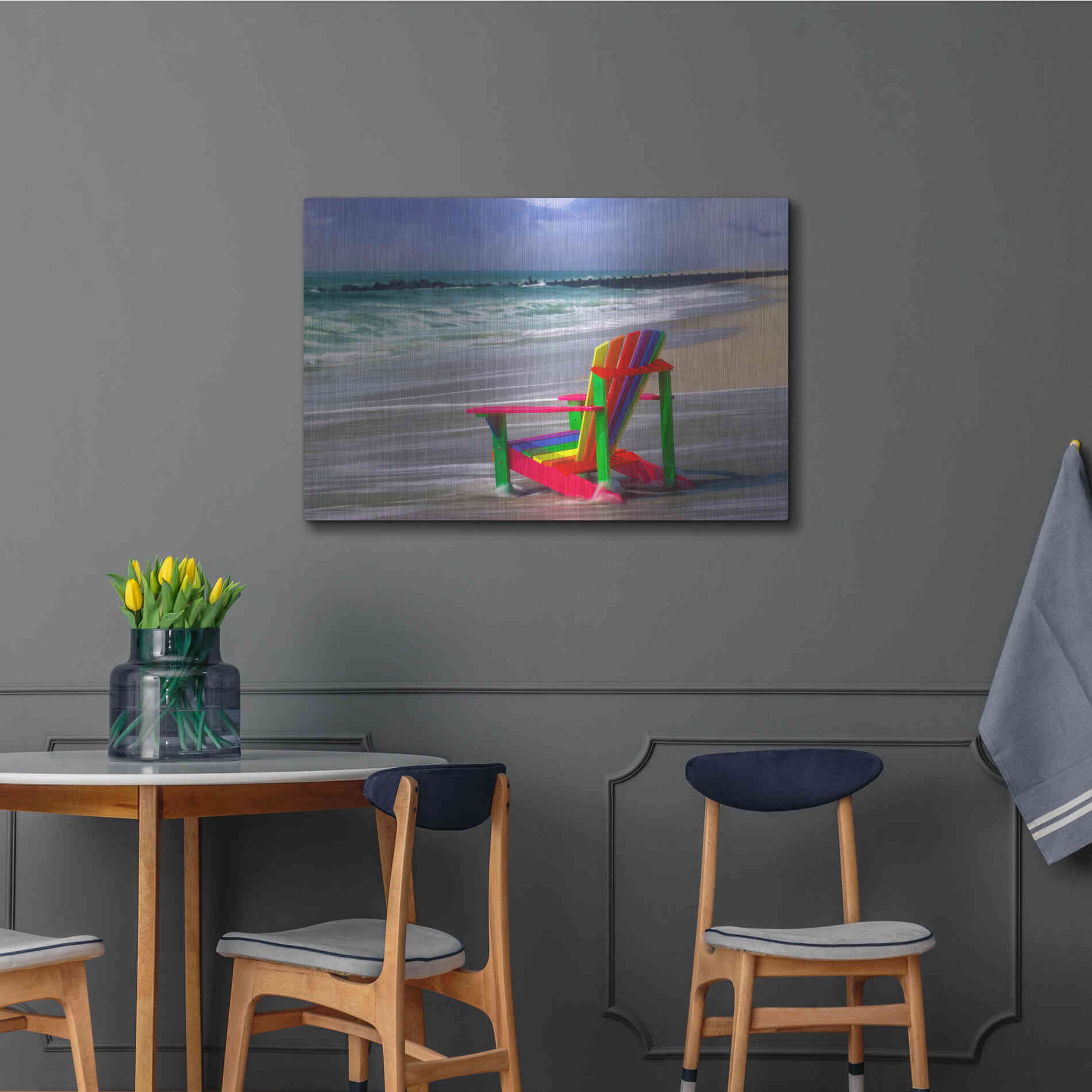 Luxe Metal Art 'Rainbow Chair' by Mike Jones, Metal Wall Art,36x24